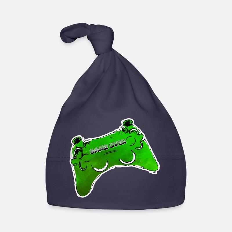 green comic controller with text GAME OVER Organic Baby Cap