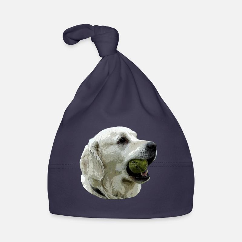 Labrador avec la bille - Bonnet bio Bébé - marine