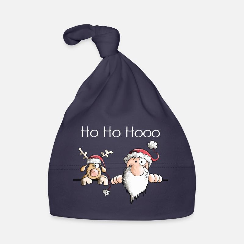 Saint Nicolas et ses rennes - Bonnet bio Bébé - marine
