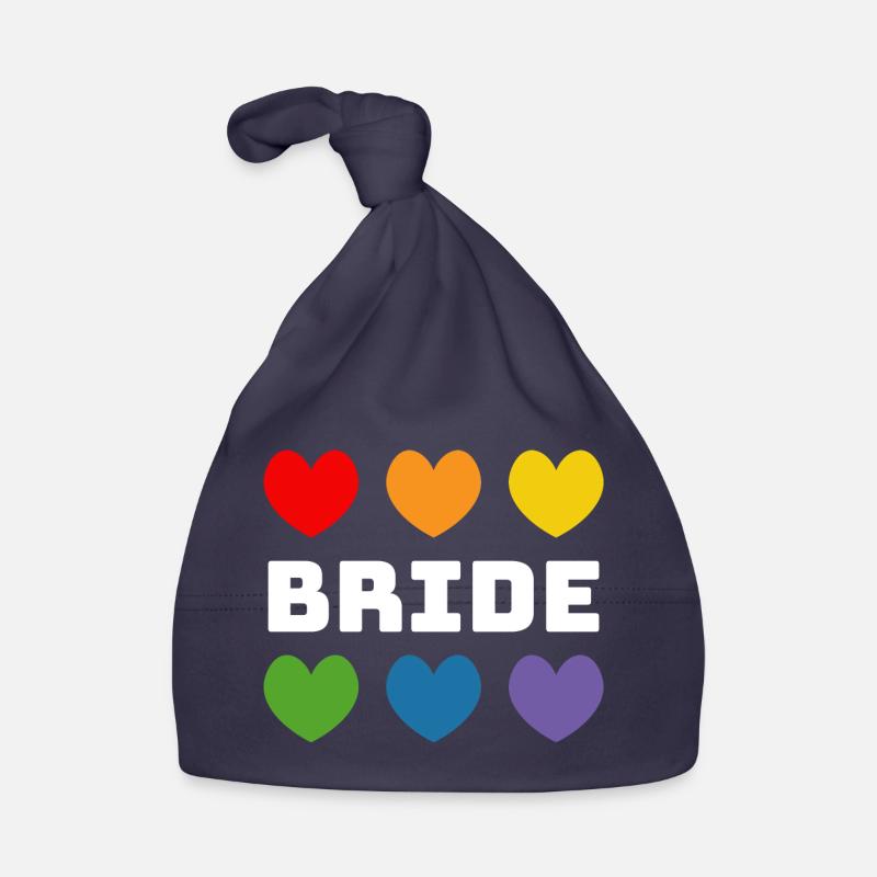 Regenbogenherzchen Bride weiss Baby Bio-Mütze