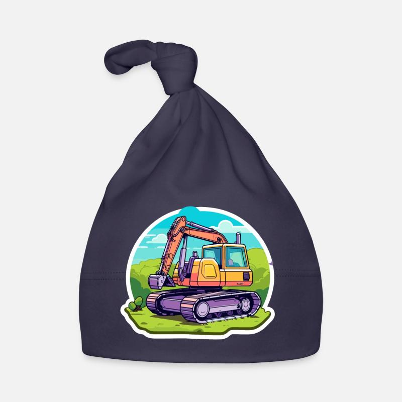 Excavator Construction Site Drawing Organic Baby Cap