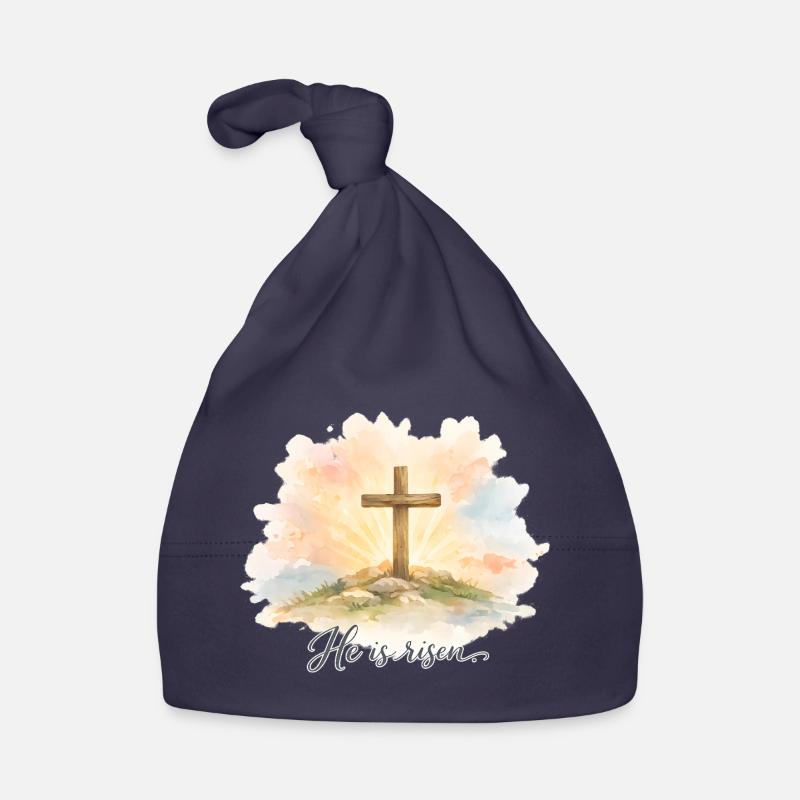 Resurrection He is Risen Easter Jesus Organic Baby Cap