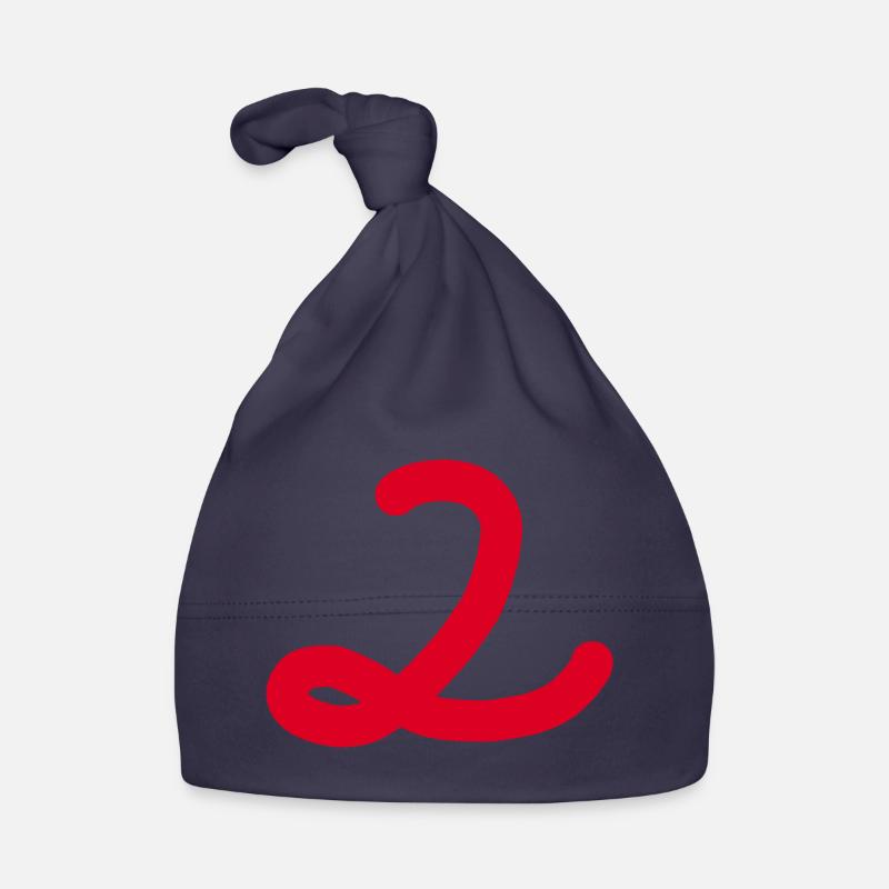 2 Nummer zwei Zahl rot Baby Bio-Mütze