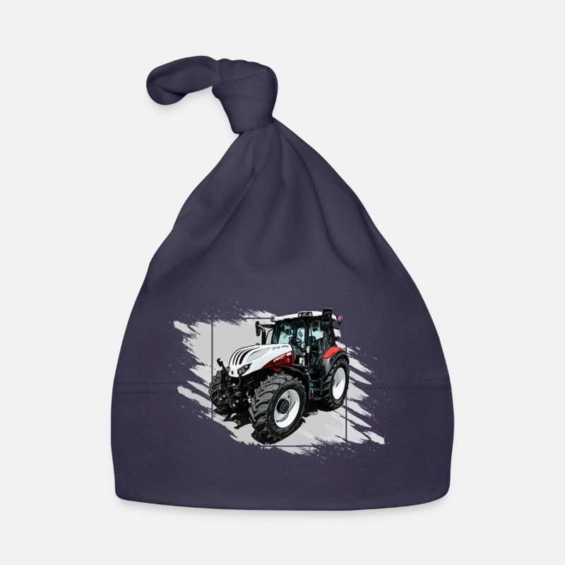 Steyr Tractor White Organic Baby Cap