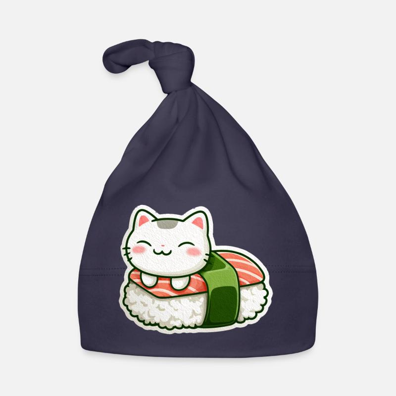 Kawaii Sushi Cat on Roll Organic Baby Cap