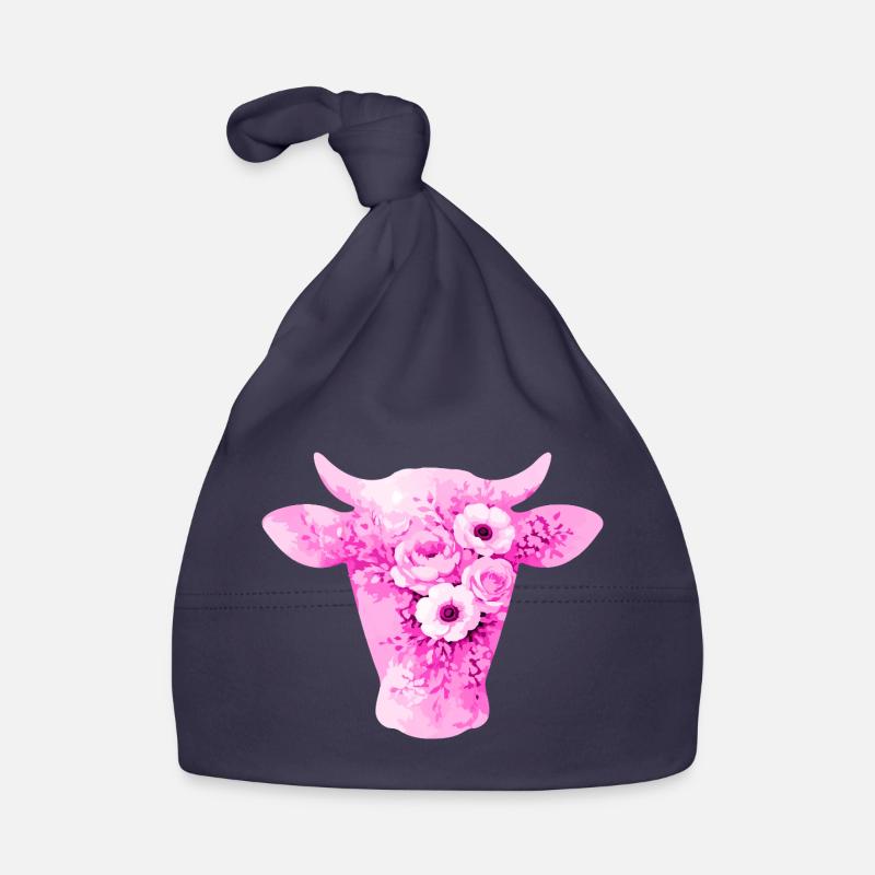 Fleurs en forme de vache Bonnet bio Bébé
