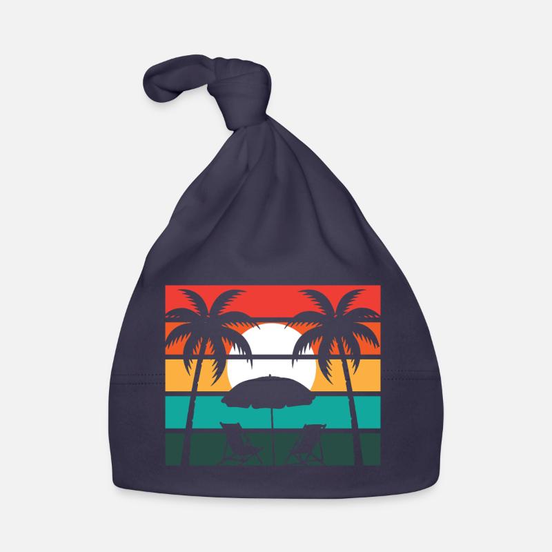 Beach palm and sun Organic Baby Cap
