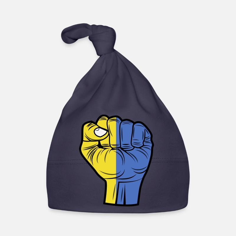 Drapeau Ukraine - je soutiens l'ukraine - Bonnet bio Bébé - marine