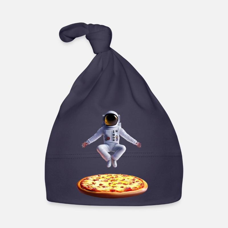 Hovering astronaut over pizza Organic Baby Cap