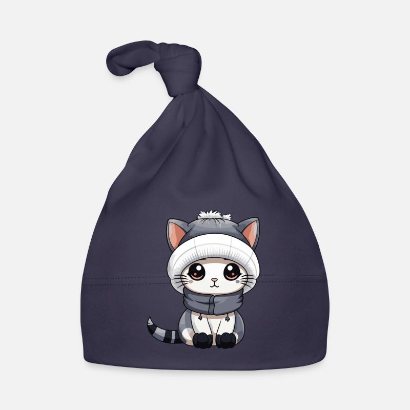 Chat Hiver Bande Dessinée Mignon Bonnet bio Bébé
