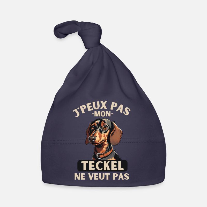 Chien de race TECKEL - Bonnet bio Bébé - marine