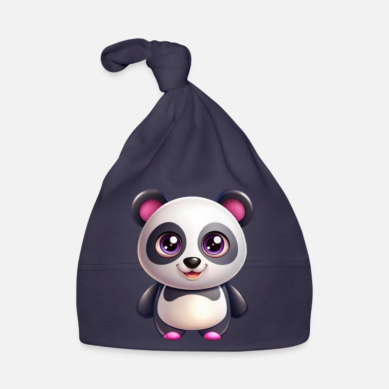 Kawaii Panda - Bonnet bio Bébé - marine