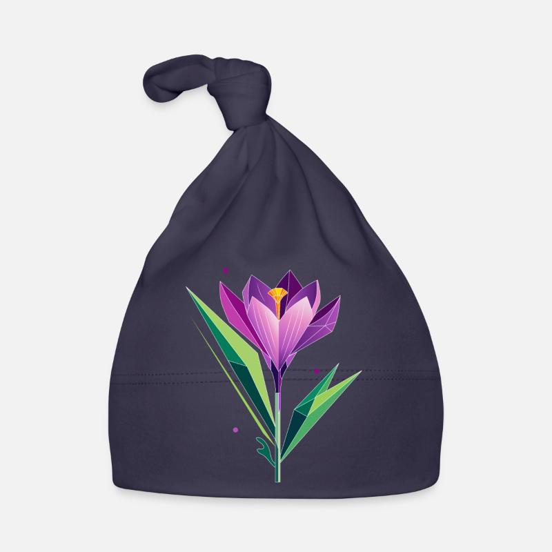 Crocus au design polygonal - tons violets et verts Bonnet bio Bébé