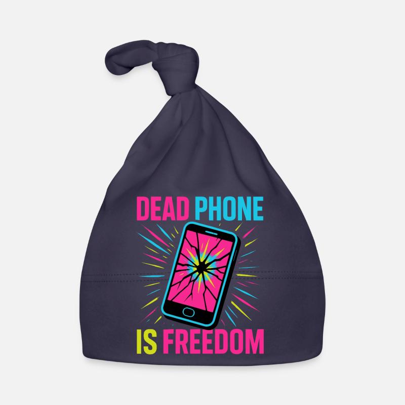 Le téléphone mort, c’est la liberté - Bonnet bio Bébé - marine