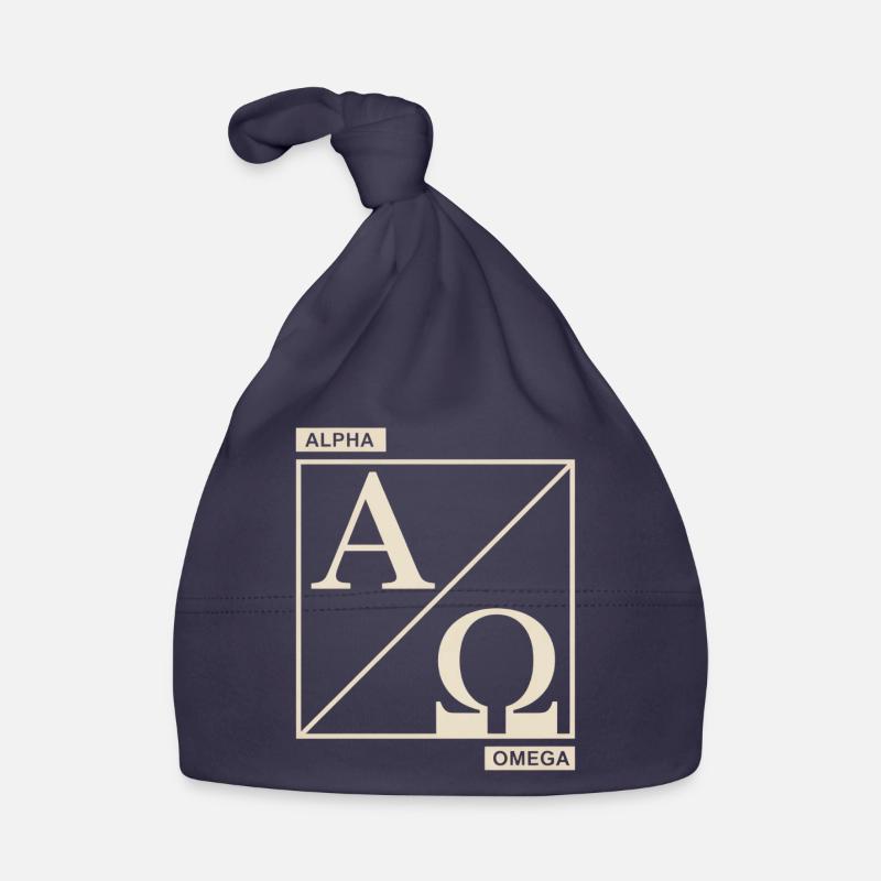 Symbole chrétien Alpha Omega de la foi - Bonnet bio Bébé - marine