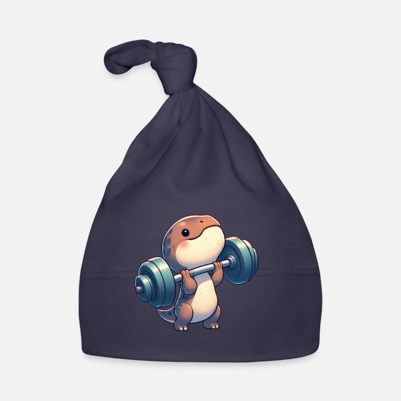 Chibi Dino T-Rex Workout mit Hanteln Baby Bio-Mütze