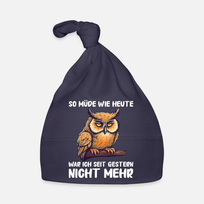 Nachteule Eule Eulen Vogel - Baby Bio-Mütze - Navy