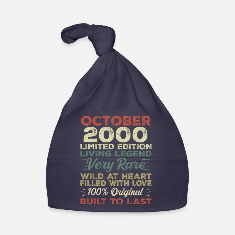 2000 Octobre 2000 Anniversaire Octobre 2000 Original Bonnet bio Bébé