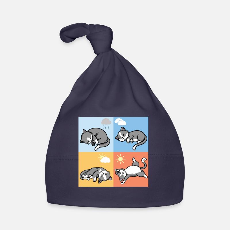 drôle de temps dormant les chats câlins tenue - Bonnet bio Bébé - marine