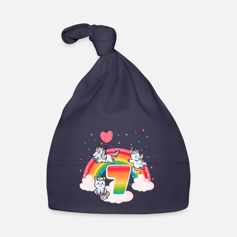 7th Birthday Rainbow Unicorn Theme Organic Baby Cap