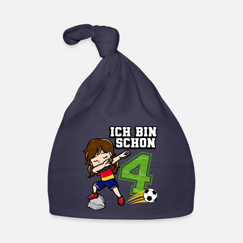 Fußball Mädchen Ich bin schon 4 Geburtstag Baby Bio-Mütze