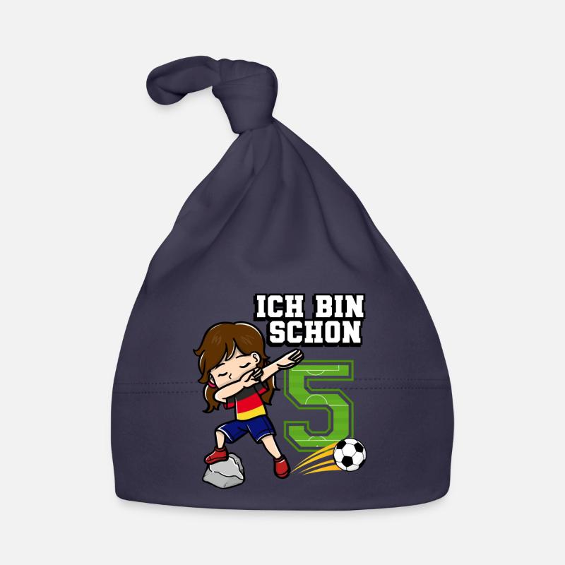 Fußball Mädchen Ich bin schon 5 Geburtstag Baby Bio-Mütze