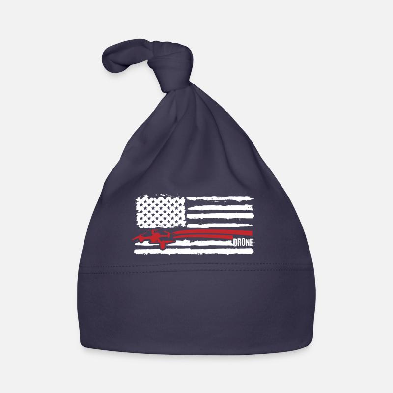 Drone Flying, Drones, US Flag Drone Organic Baby Cap
