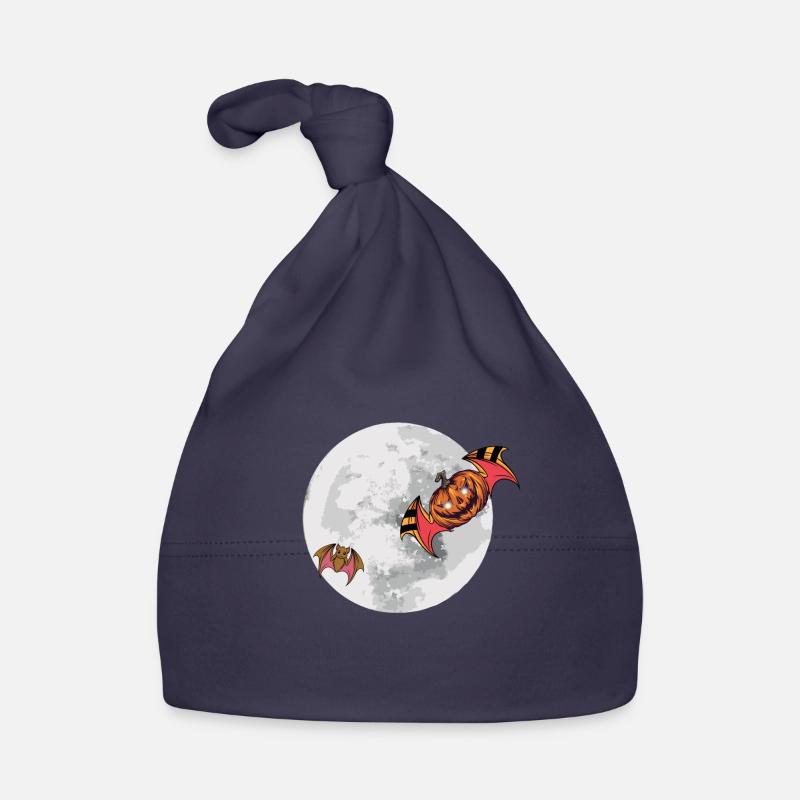 Bat Pumpkin Moon Halloween Organic Baby Cap