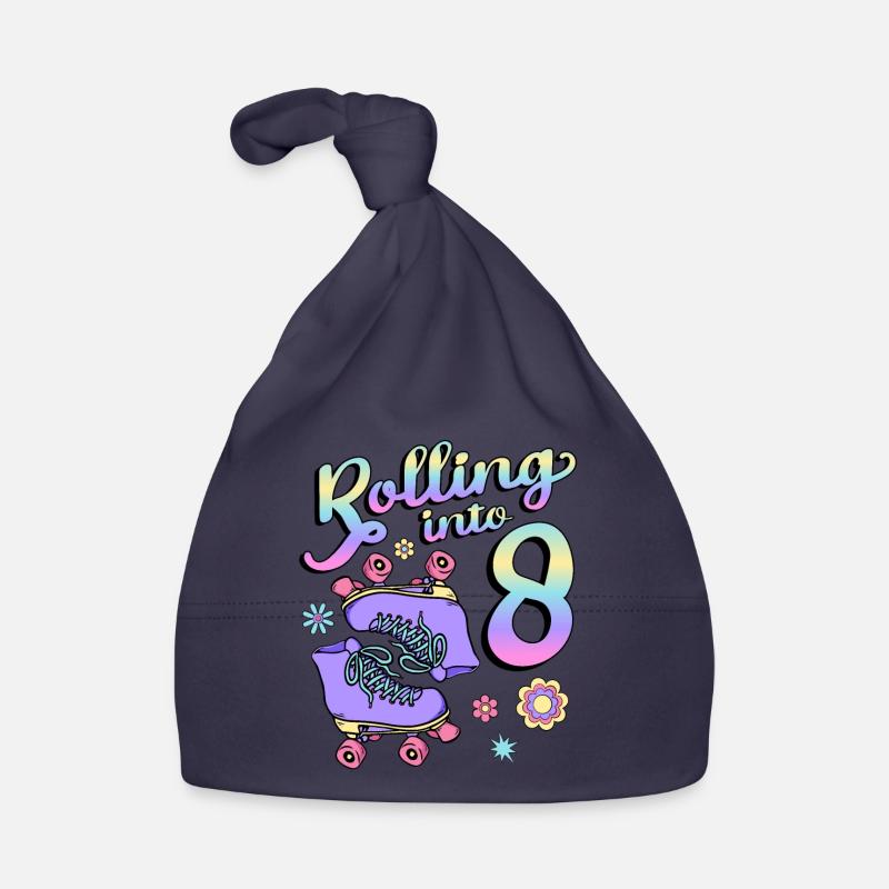 Rolling Into 8 Roller Skaters Floral 8th Year Baby Bio-Mütze