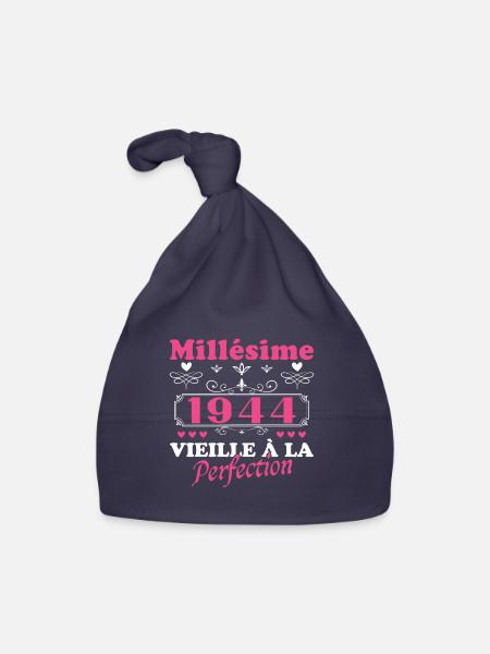 Woman Vintage 1944 Gift Birthday Humor - Organic Baby Cap - navy - Front