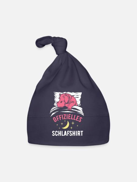 Offizielles Schlafshirt lustiges Hippo Geschenk - Baby Bio-Mütze - Navy - Vorne
