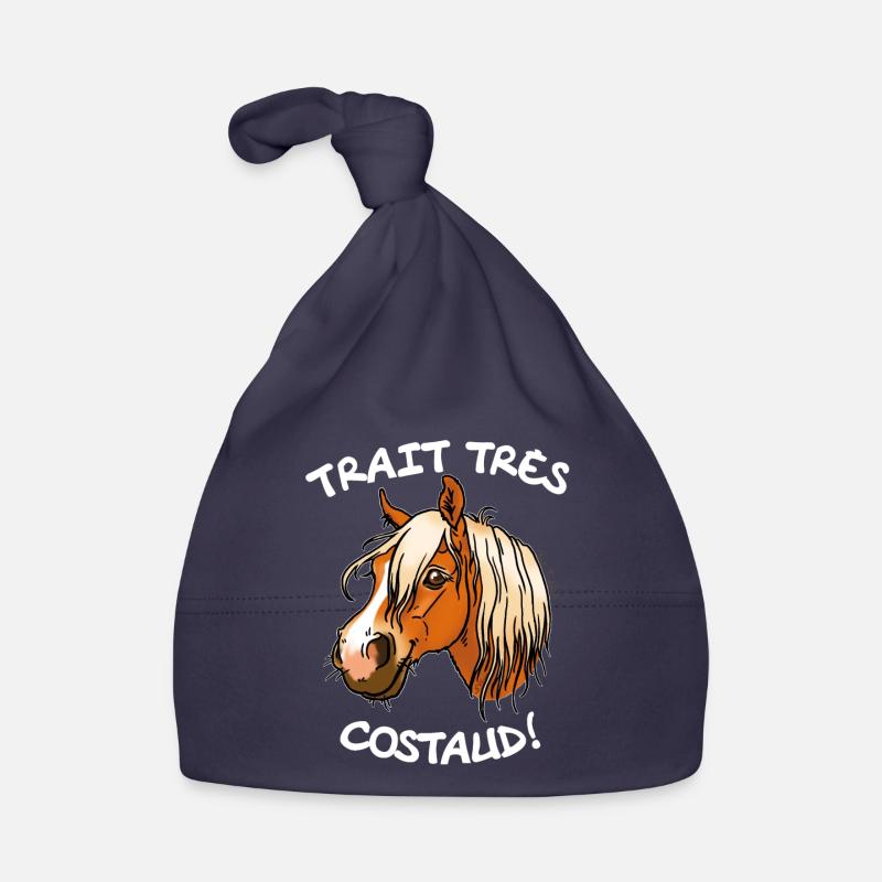 Cheval de trait comtois (texte blanc) Bonnet bio Bébé