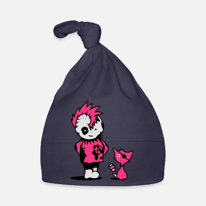 Ein kleiner Punk mit einer kleinen Katze Baby Bio-Mütze