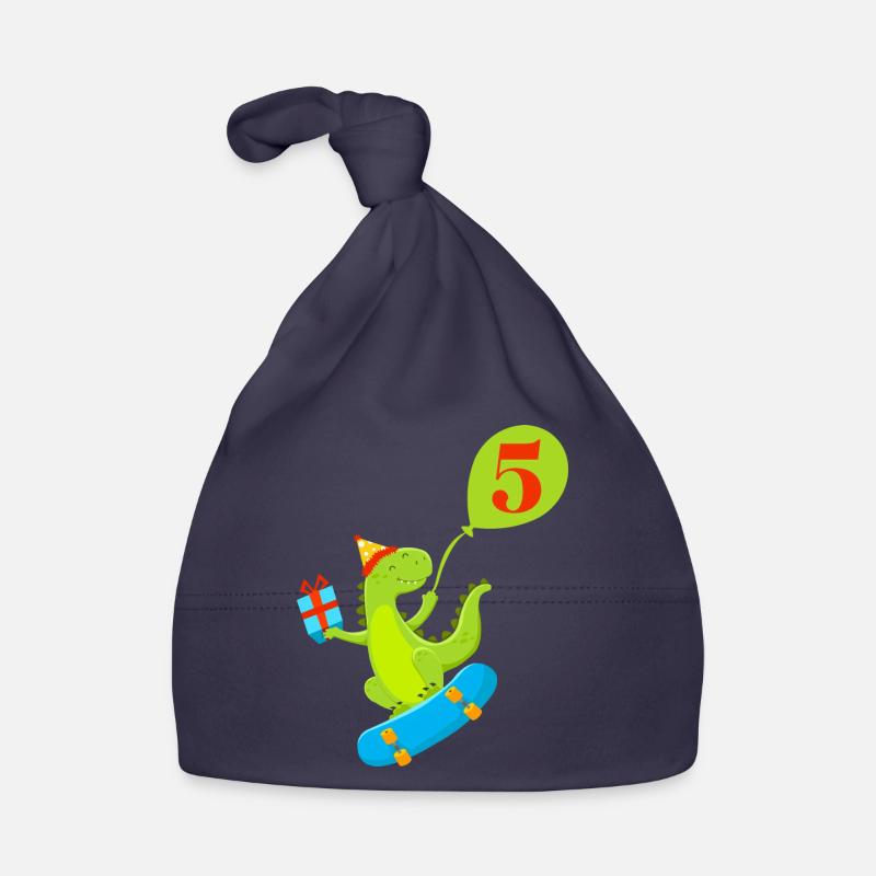 5th Anniversary Cute Dinosaur Organic Baby Cap
