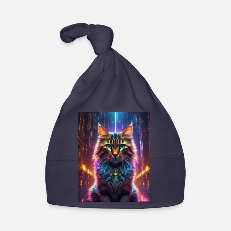 Chat matriciel - Bonnet bio Bébé - marine
