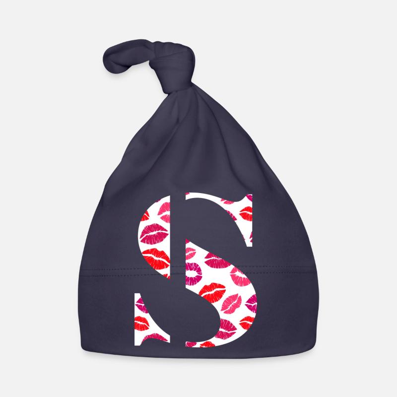 Lettre s bisous - Bonnet bio Bébé - marine