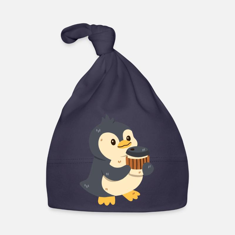 Penguin with coffee Organic Baby Cap