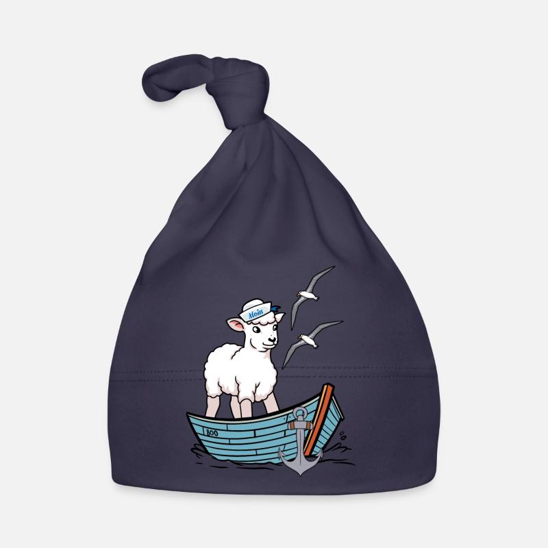 Moin maritim Schaf Boot Schafe Küste Boot - Baby Bio-Mütze - Navy