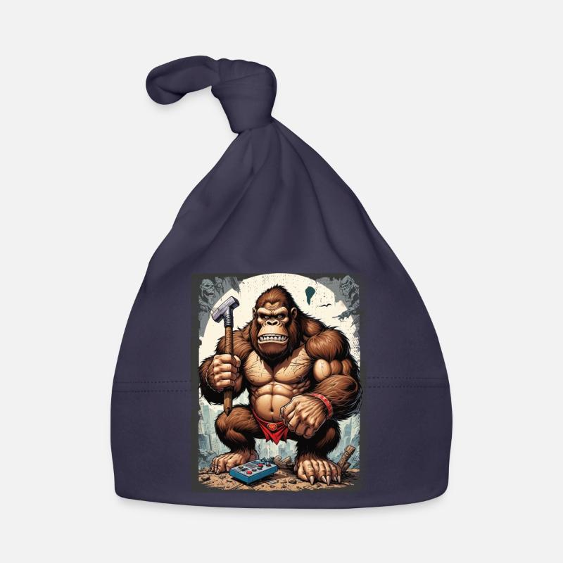 Retro Gamer Gorilla with Controller Console Games Organic Baby Cap
