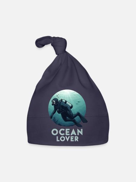 Diver Ocean Lover Underwater for Diving Friends - Organic Baby Cap - navy - Front