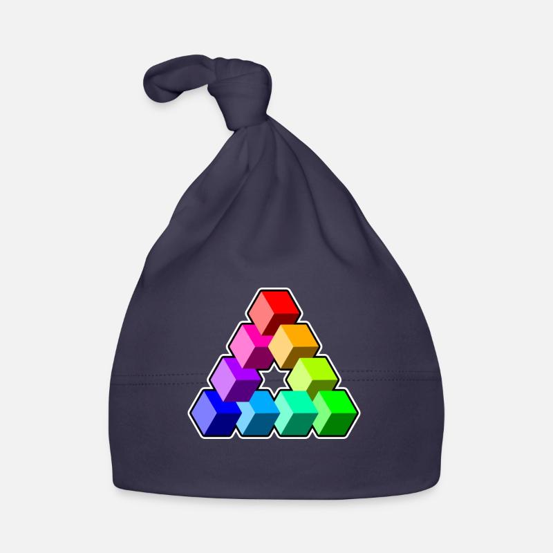 Triangle Colored Cubes - Organic Baby Cap - navy