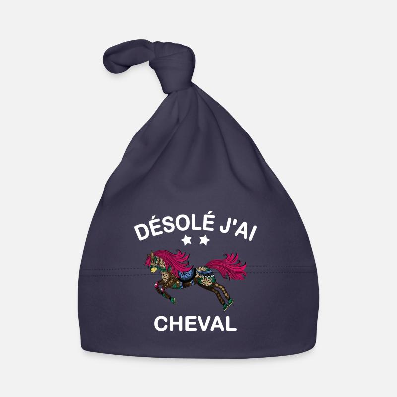 Désolé j'ai cheval équitation - Bonnet bio Bébé - marine