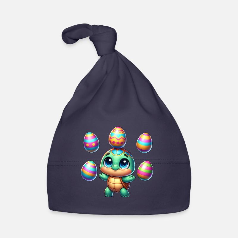 Turtle juggles colorful Easter eggs Organic Baby Cap