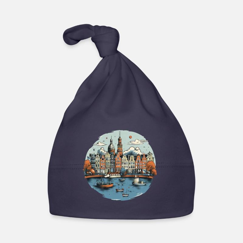 Amsterdam Skyline Urlaub Design Baby Bio-Mütze