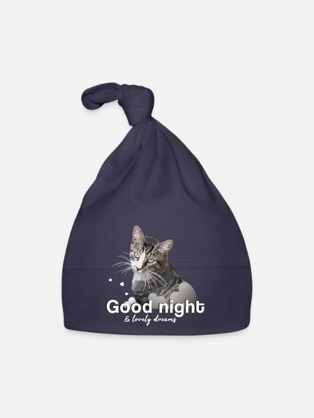 Schlafshirt gute Nacht good night - Baby Bio-Mütze - Navy - Vorne