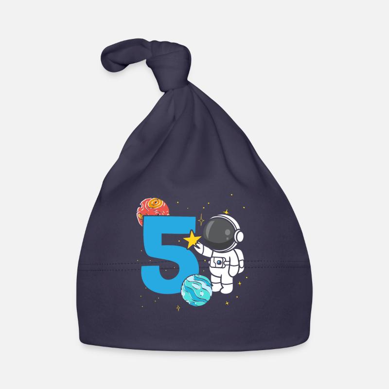 Célébration du 5e anniversaire Outerspace Happy Bday - Bonnet bio Bébé - marine