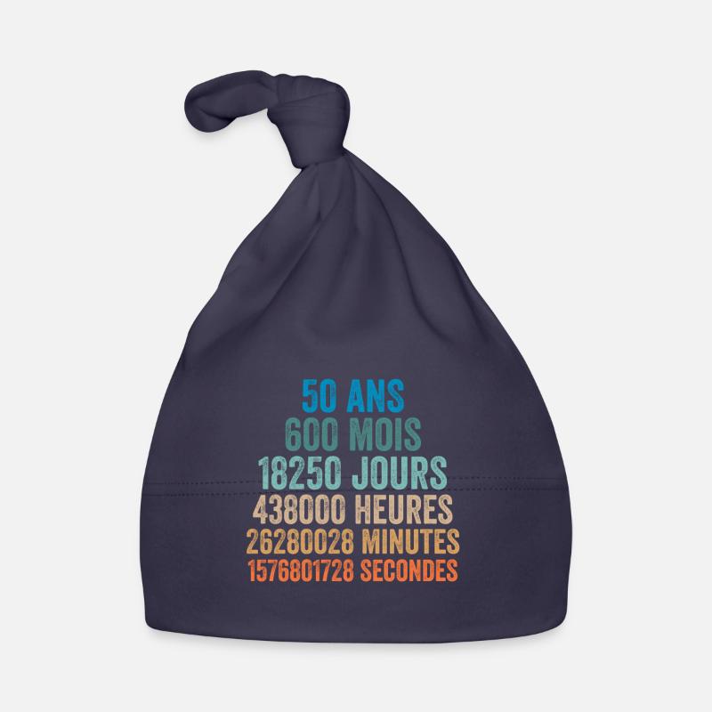 50 Ans Anniversaire - cadeau d'anniversaire - Bonnet bio Bébé - marine