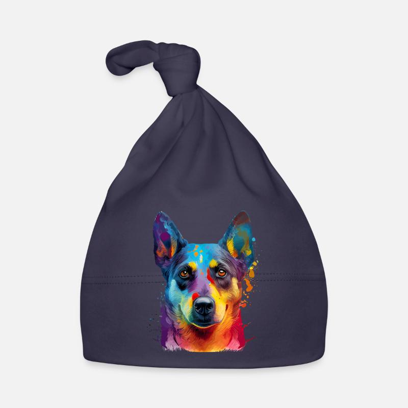 Lächelnder Australischer Rinderhund Blumen Baby Bio-Mütze