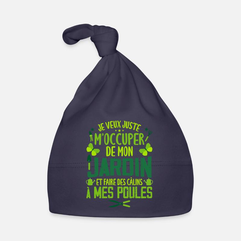 Papy Poule - Jardinage et Poules Cadeaux - Bonnet bio Bébé - marine