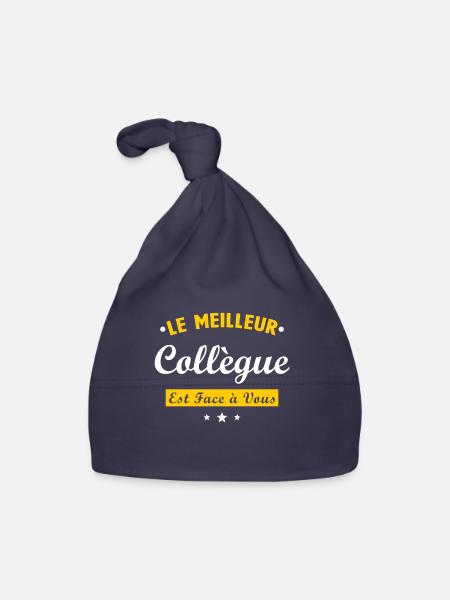 Collègue de travail cadeau humour de bureau - Bonnet bio Bébé - marine - Devant